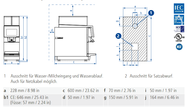 Thermoplan BW4c CTM Kaffeevollautomat Datenblatt